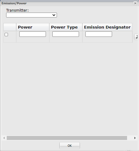 Emission Designator Popup